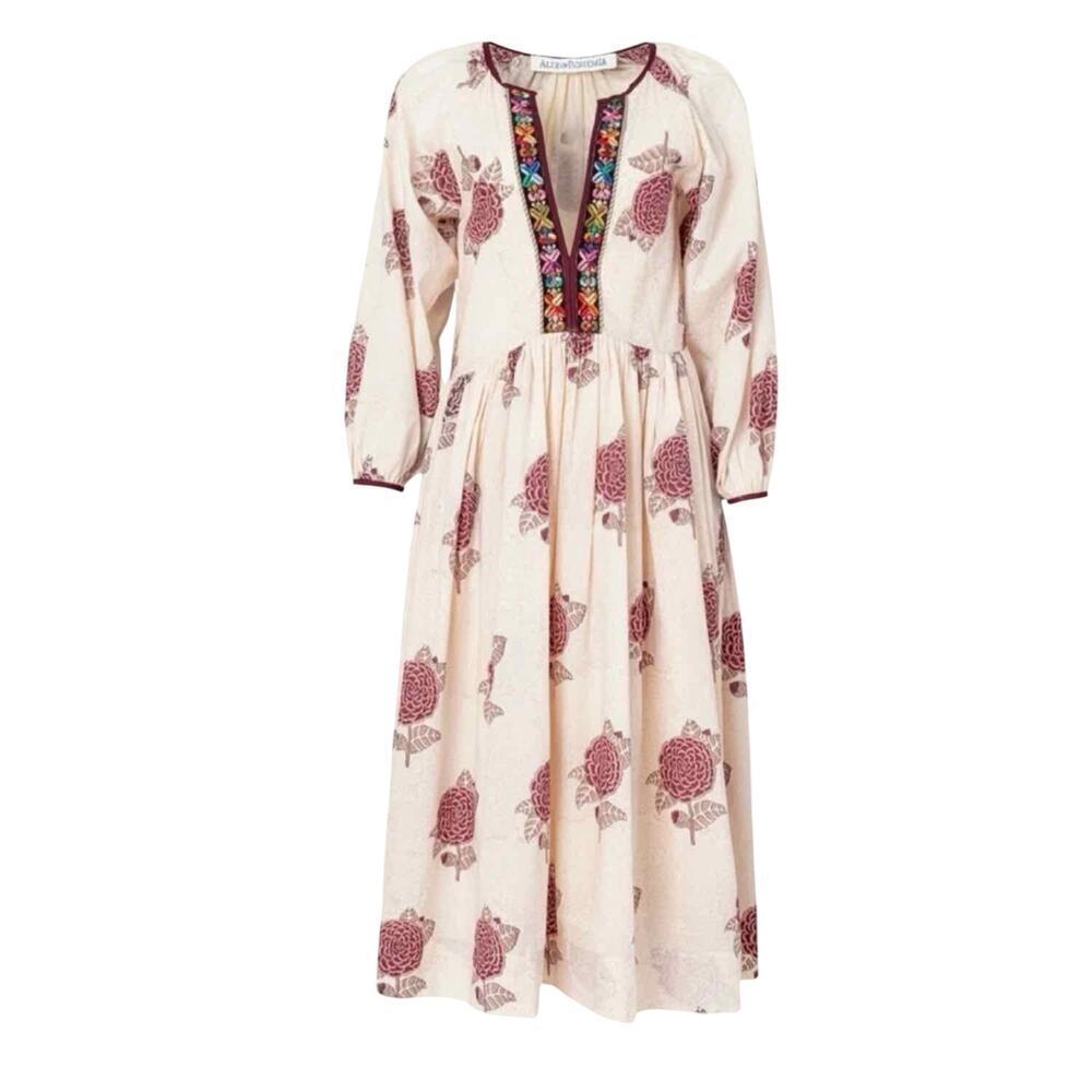 ALIX OF BOHEMIA Saranna Sweet Rose Midi Boho Dress Size Medium Oversized